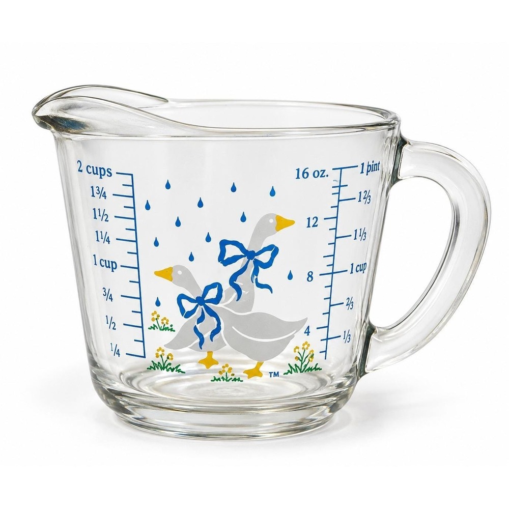 Anchor Hocking Country Geese 2 Cup Glass Measuring Cup 498 USA Vintage
